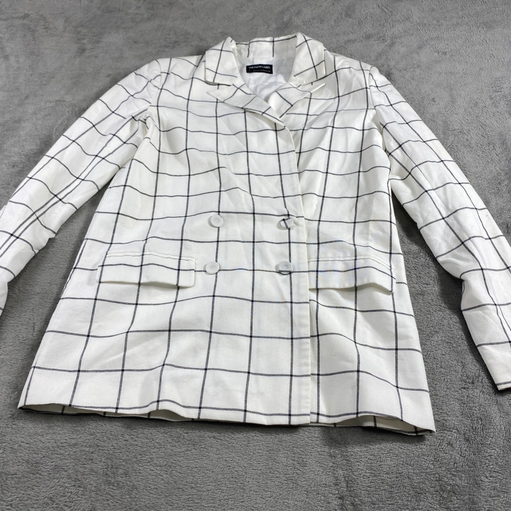 The Fifth Label Blazer Womens S White Windowpane Double Breasted Check Jacket